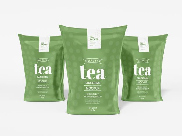 Free Glossy Foil Tea Bag Packaging Mockup Psd