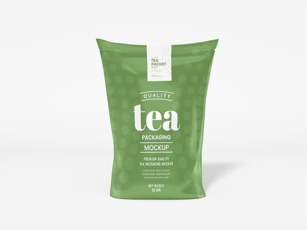 Free Glossy Foil Tea Bag Packaging Mockup Psd