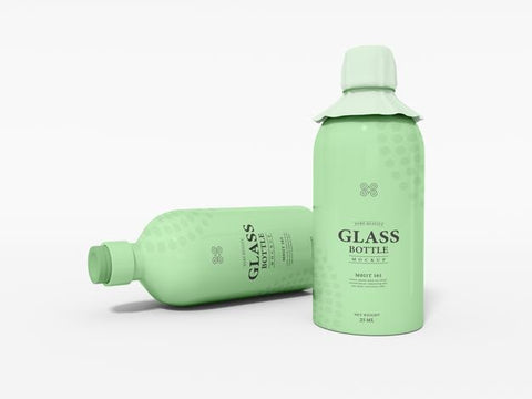 Free Glossy Reflective Glass Bottle With Foil Cover Mockup Psd