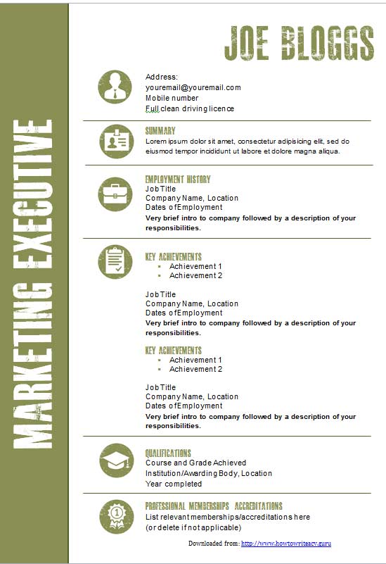 Free Creative Text Only CV Resume Template in Microsoft Word (DOCX) Format