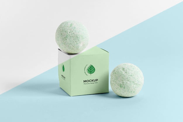 Free Green Bath Bombs And Box Arrangement Psd