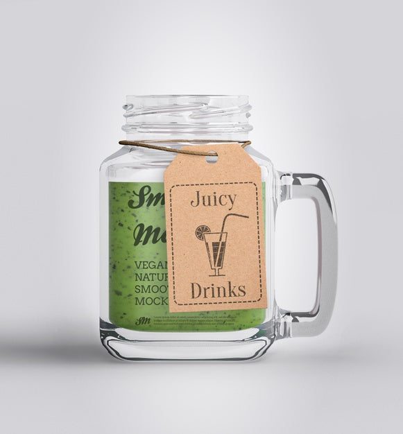 Free Green Smoothie With Gray Background Mock-Up Psd