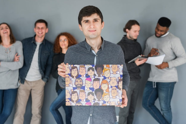 Free Group Of People Holding Placard Mockup For Charity Psd