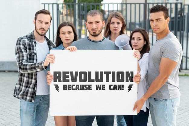 Free Group Of People Protesting Together Psd