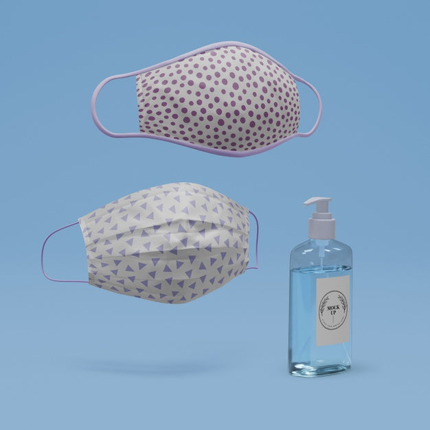 Free Handmade Face Masks And Hand Sanitizer With Mock-Up Psd