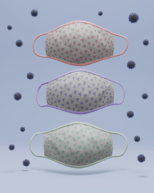 Free Handmade Face Masks Surrounded By Virus With Mock-Up Psd