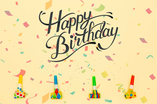 Free Happy Birthday Message Beside Decorations Psd