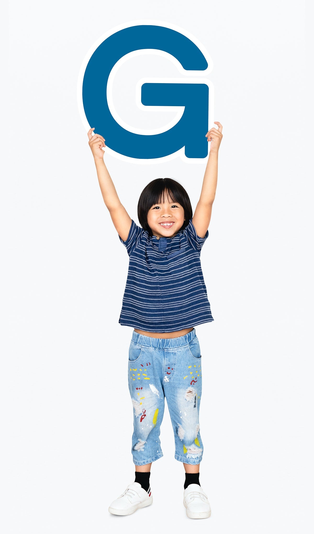 Free Happy Boy Holding The Letter G