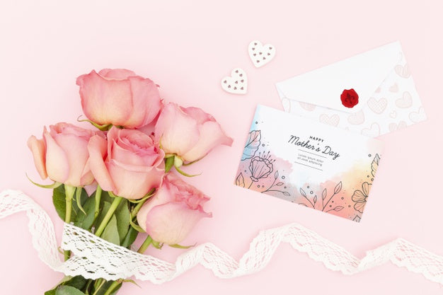 Free Happy Mother'S Day With Bouquet Of Roses Psd