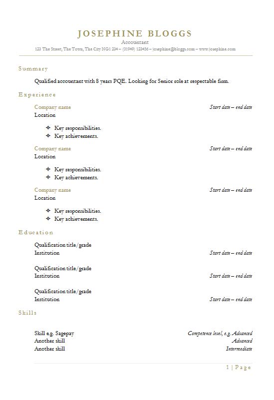 Free White Header CV Resume Template in Microsoft Word (DOCX) Format