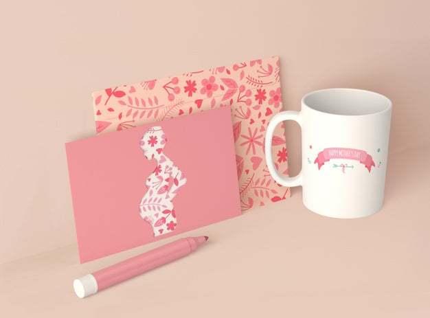 Free High Angle Assortment For Mother'S Day With Card Scene Creator Psd