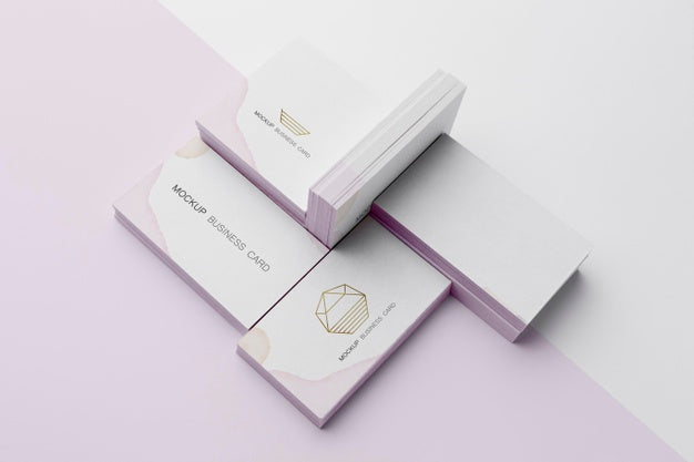 Free High Angle Assortment Of Mock-Up Business Card Psd