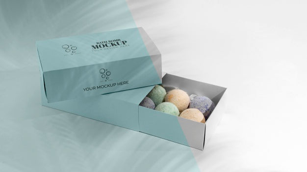 Free High Angle Box With Bath Bombs Psd
