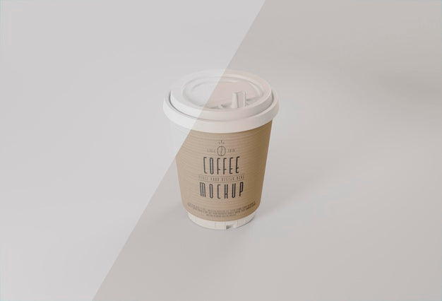 Free High Angle Coffee Cup Mockup Psd