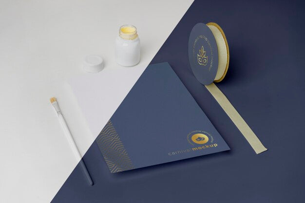 Free High Angle Of Minimalistic Carnival Invitation With Tape And Paint Brush Psd
