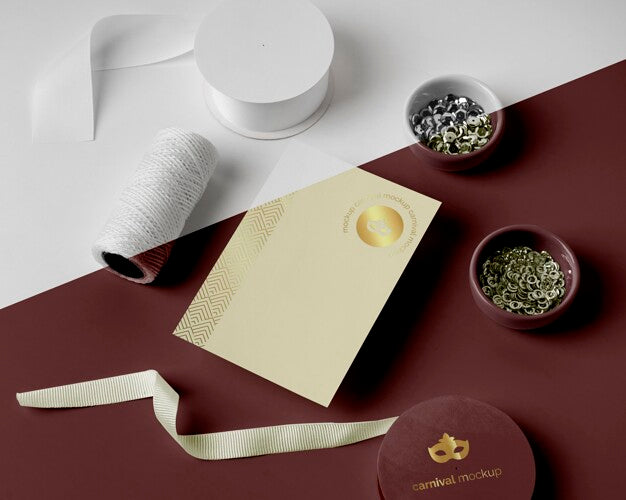 Free High Angle Of Minimalistic Carnival Invitation With Thread And Beads Psd