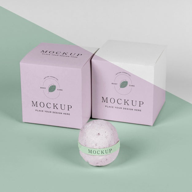 Free High Angle Pink Boxes And Bath Bomb Psd