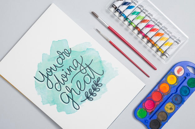 Free High Angle Tempera And Watercolors Psd