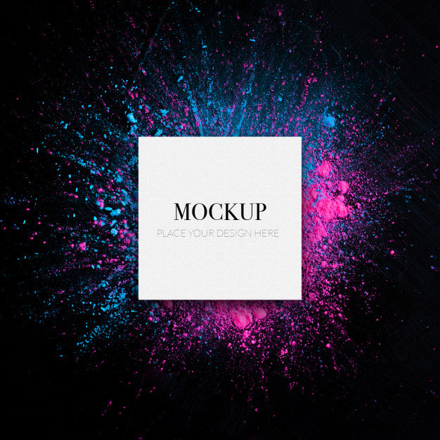 Free Holi Color Mockup On Black Background Psd