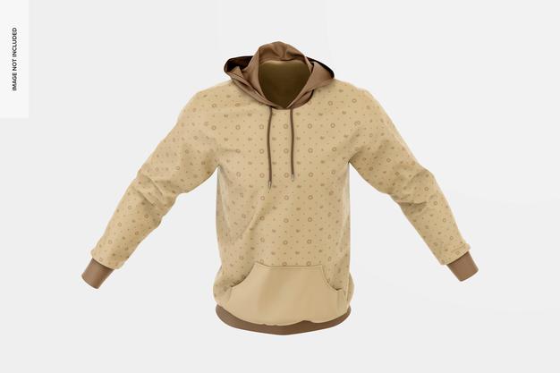 Free Hoodie Mockup, Isometric View Psd