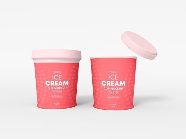 Free Ice Cream Cup Packaging Mockup Psd