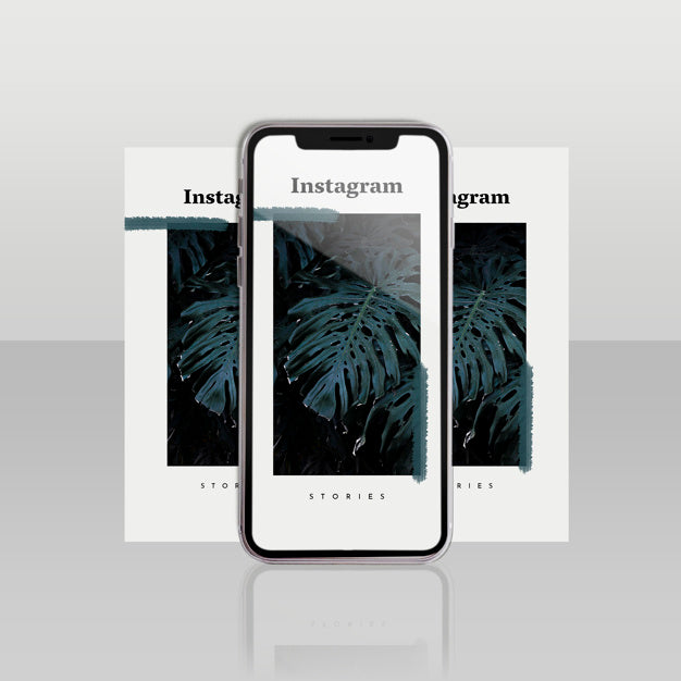 Free Instagram Post Template With Smartphone And Floral Concept Psd