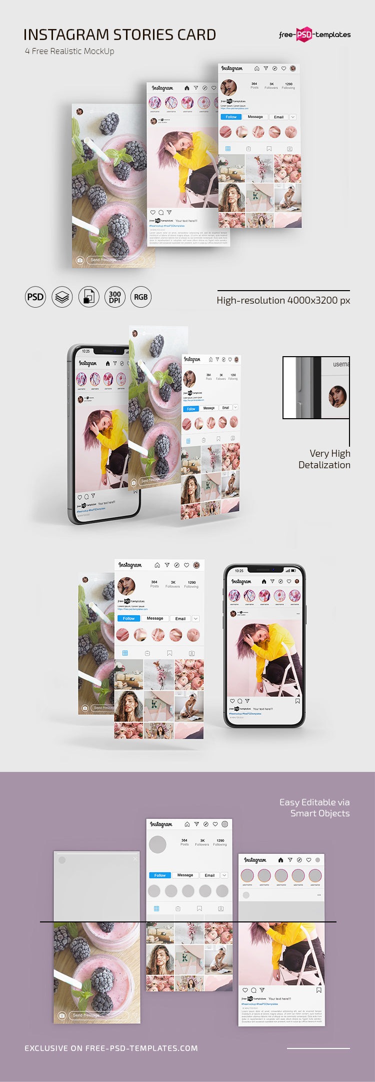 Free Instagram Stories Card Mockup In Psd