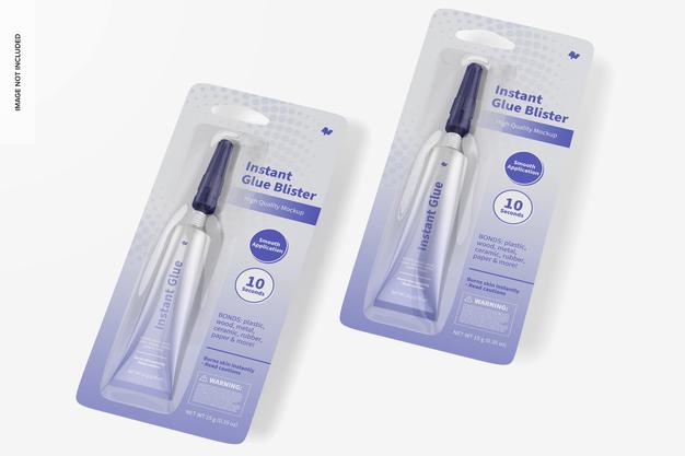 Free Instant Glue Blisters Mockup Psd