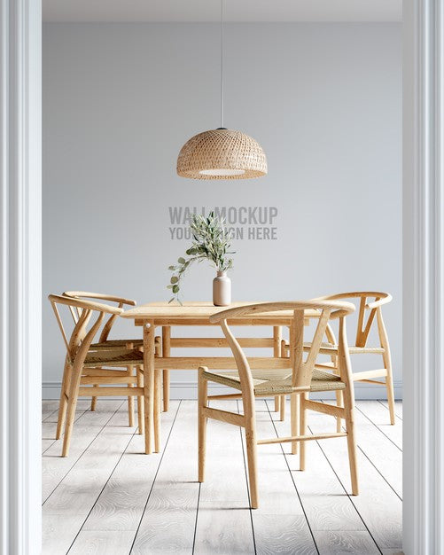 Free Interior Dining Room Wallpaper Mockup Psd