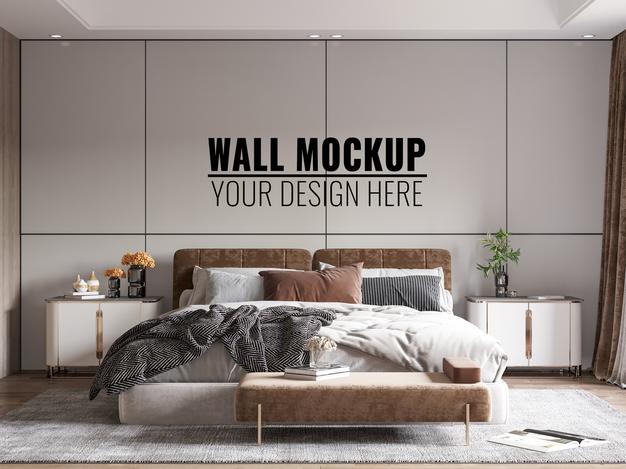 Free Interior Modern Bedroom Wall Mockup Psd