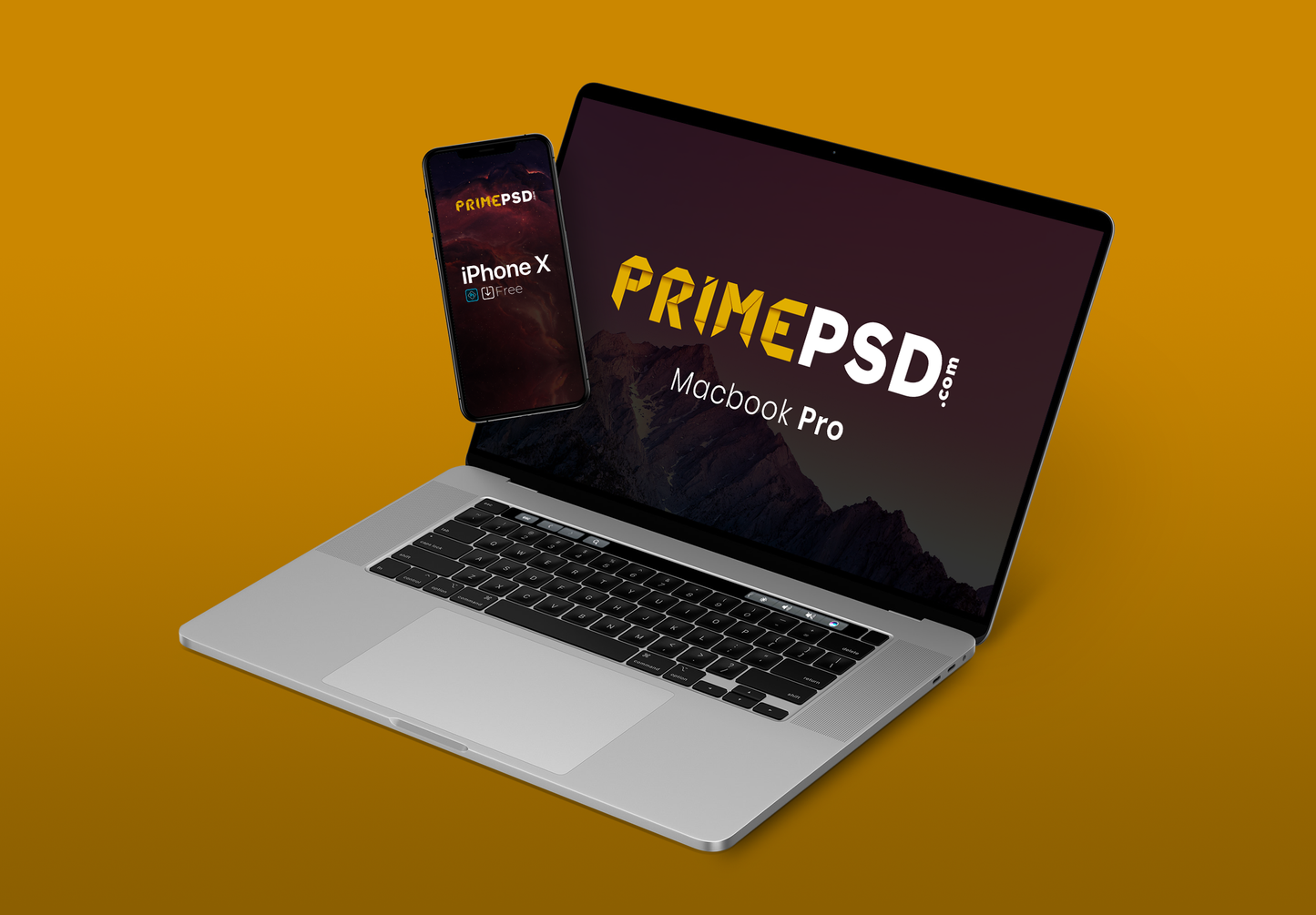 Free Iphone With Macbook Premium Mockup Psd