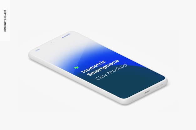 Free Isometric Clay Smartphone Mockup, Left View Psd