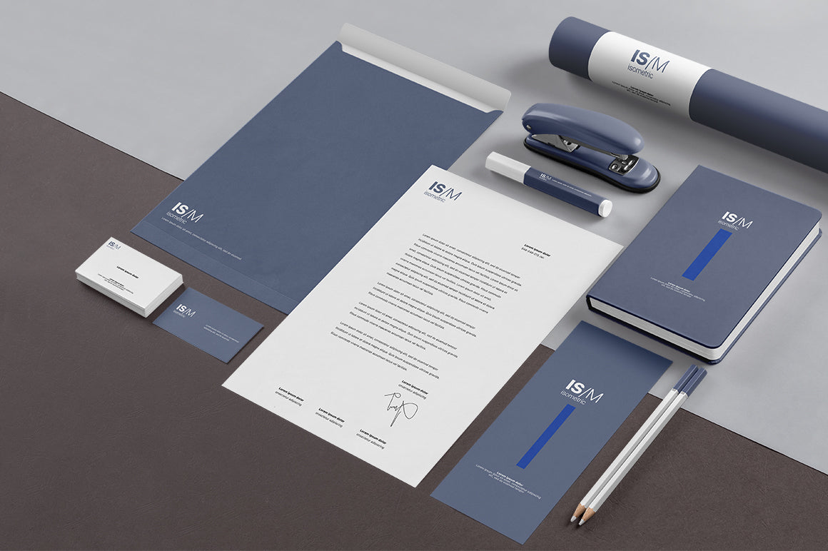 Free Isometric Stationery Mockup