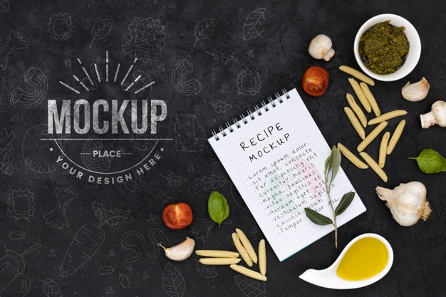 Free Italian Food Arrangement Top View Psd