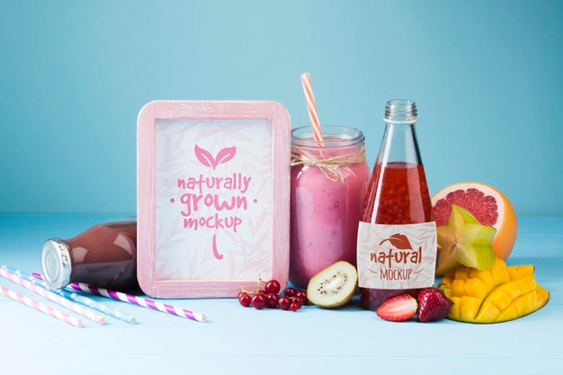 Free Juice And Smoothie Concept Mock-Up Psd