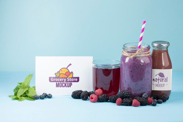 Free Juice And Smoothie Concept Mock-Up Psd