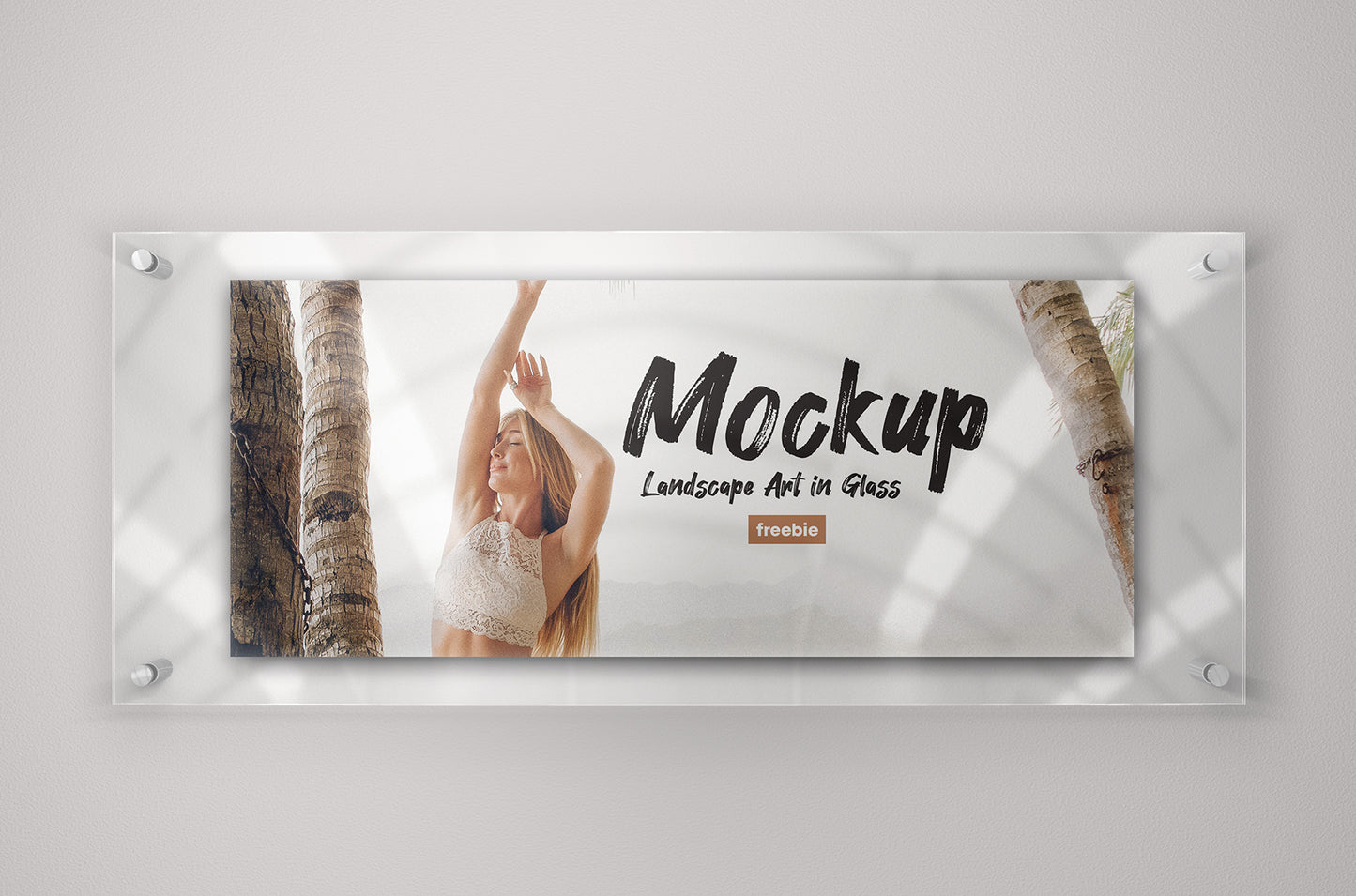 Free Landscape Art In Glass Mockup