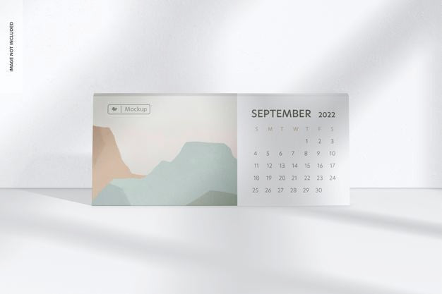 Free Landscape Table Calendar Mockup, Front View Psd