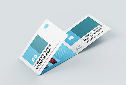 Free Landscape Trifold Leaflet Mockup