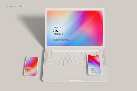 Free Laptop And Smartphone Clay Mockup Psd
