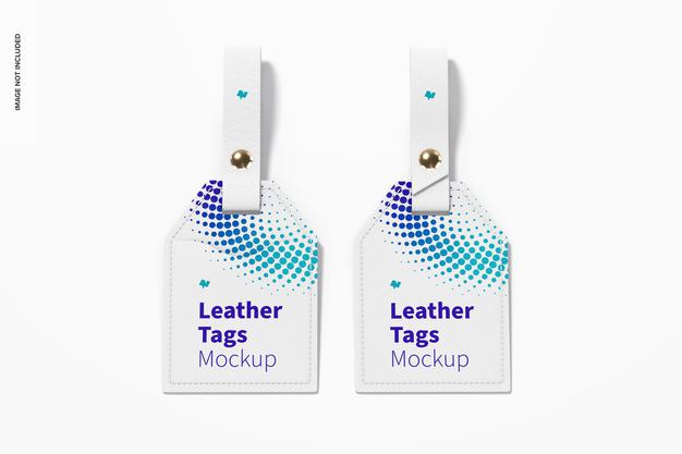 Free Leather Tags Mockup, Front View Psd