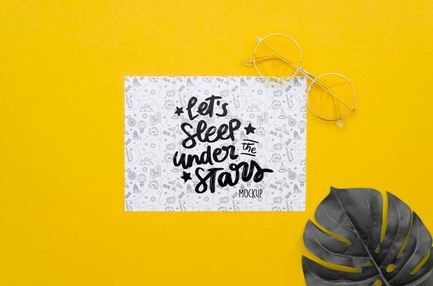 Free Let'S Go Travel Mock-Up And Monstera Leaf Psd