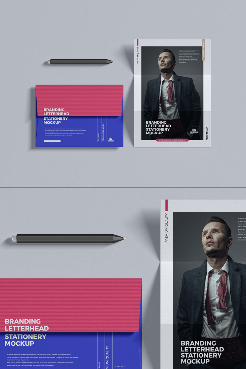 Free Letterhead With Envelope Stationery Mockup