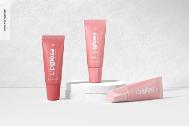 Free Lipgloss Tubes Mockup, Front View Psd