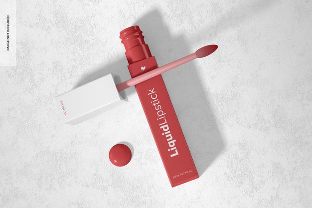 Free Liquid Lipstick Tube Mockup, Top View Psd