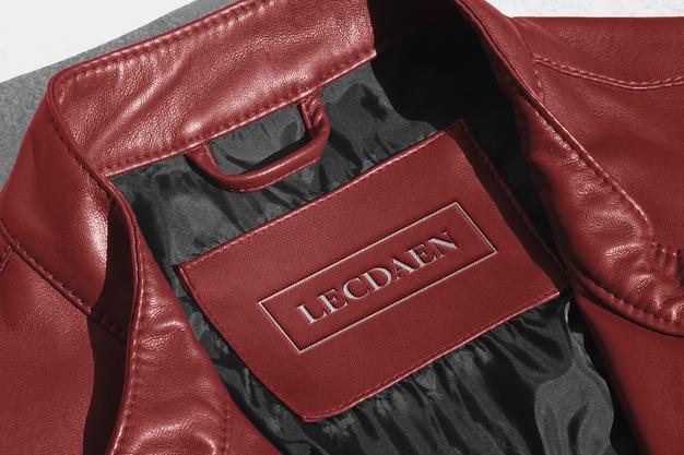 Free Logo Mockup Red Leather Jacket Label Psd