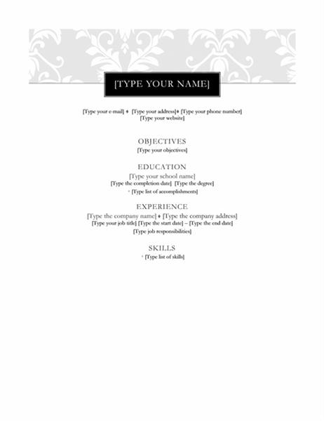 Free Resume (Black Tie design) Template in Microsoft Word (DOCX) Format