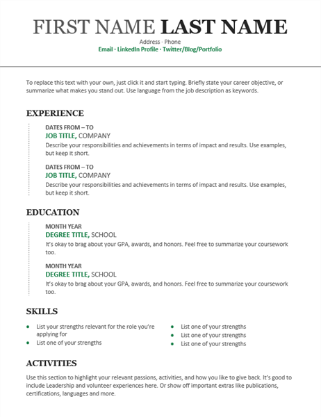 Free Modern Design Chronological Resume in Microsoft Word Format