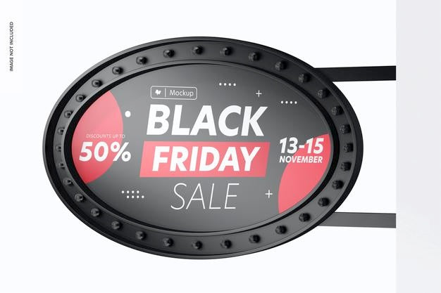 Free Luminous Oval Promotional Sign Mockup, On Wall Psd