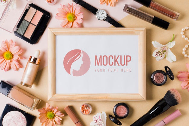 Free Make-Up Accesories Concept Mock-Up Psd